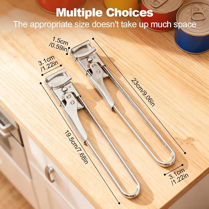 Adjustable Stainless Steel Jar Opener, Gripper Tight Lid Opener, 2025 New Handy Rubber Bottle Jar Opener for Weak Hands, Jar Openers Rated for Seniors, Kitchen Gadgets (2pc, 19.5cm/7.68inch)