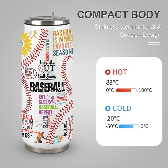 Baseball Tumbler Cup 17oz Stainless Steel Insulated Travel Mug Tumblers Cup Baseball Gift for Women Men Mom Gifts for Birthday Christmas
