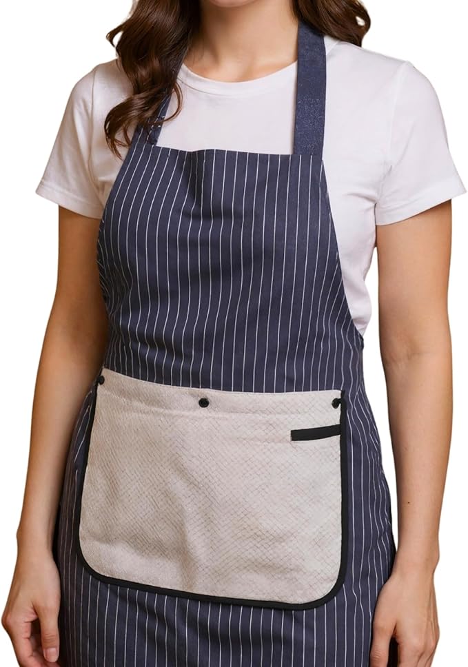 Apron with Pockets for Women and Men Cross Back Design with Towel Machine Washable Kitchen Apron for Cooking Grilling Painting Cleaning Gardening