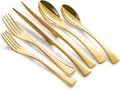 24 Pieces Gold Silverware Set with Steak Knives Service for 4,Modern 18/10 Stainless Steel Flatware Cutlery Set,Utensil Set for Home Restaurant Hotel,Mirror Polished,Dishwasher Safe