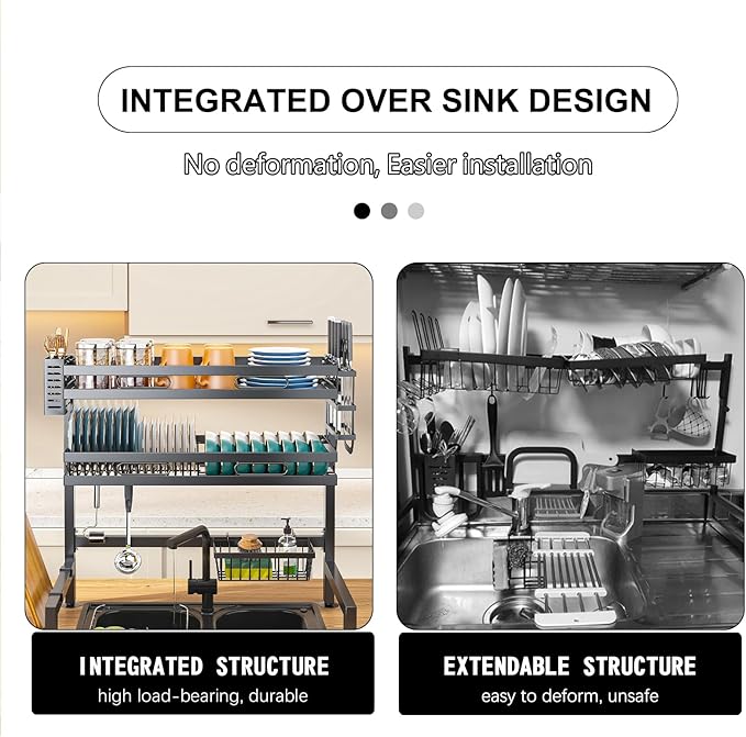 Dish Rack Over Sink Kitchen Above Sink Shelf Dish Drying Rack 2 Tier Large Capacity 82cm/32in
