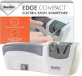 Smith’s 50097 Compact Electric Knife Sharpener | White & Grey | Kitchen Knife 2 Stage Sharpener | Electric & Manual | Blade Guide | Quick Sharpening & Polishing | Straight Edge Blades | Handheld