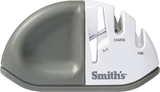 Smith's 51003 Diamond Edge Grip™ MAX 2-Stage Sharpener – White - Compact - Non-Slip Base - Patented V Grip – Sharpen Knives & Scissors - Diamond & Ceramic Sharpeners