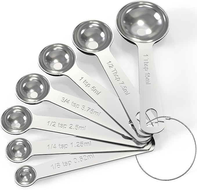 TILUCK Stainless Steel Measuring Spoons Set,Coffee Scoop Spoon,Kitchen Gadgets for Cooking & Baking,Set of (7)