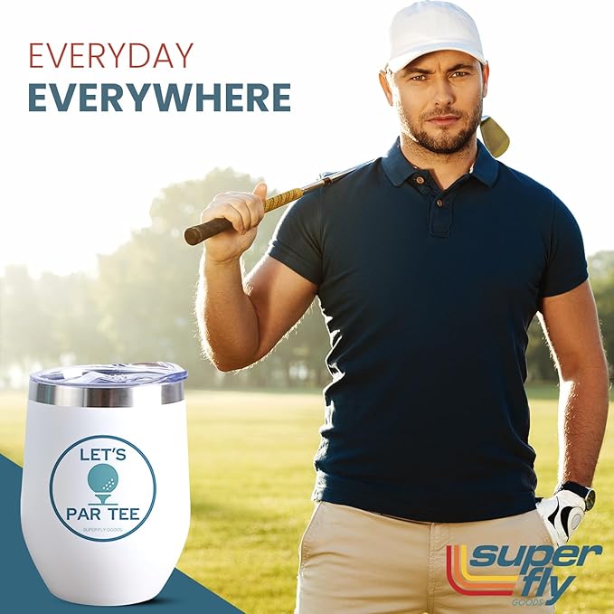Super Fly Goods - 12oz Golf Mug – Insulated Stainless Steel Tumbler with Lid | Gifts for Women, Dad & Players, Unique Gift Idea for Golfers (Golf Tumbler)