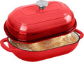 Premium Enameled Cast Iron Dutch Oven for Bread Baking | Non-Stick 5QT Oval Bread Oven with Lid | Perfect for Sourdough, Loaf, and Artisan Baking (Oval Red, 5 QT)