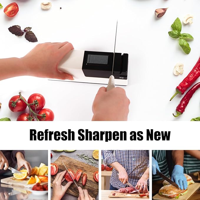 Electric Knife Sharpener for Kitchen Knives, Automatic Knife Sharpener Sharpening & Polishing, Electric Sharpeners Knife Tool Helps Repair, Restore, Polish Blades