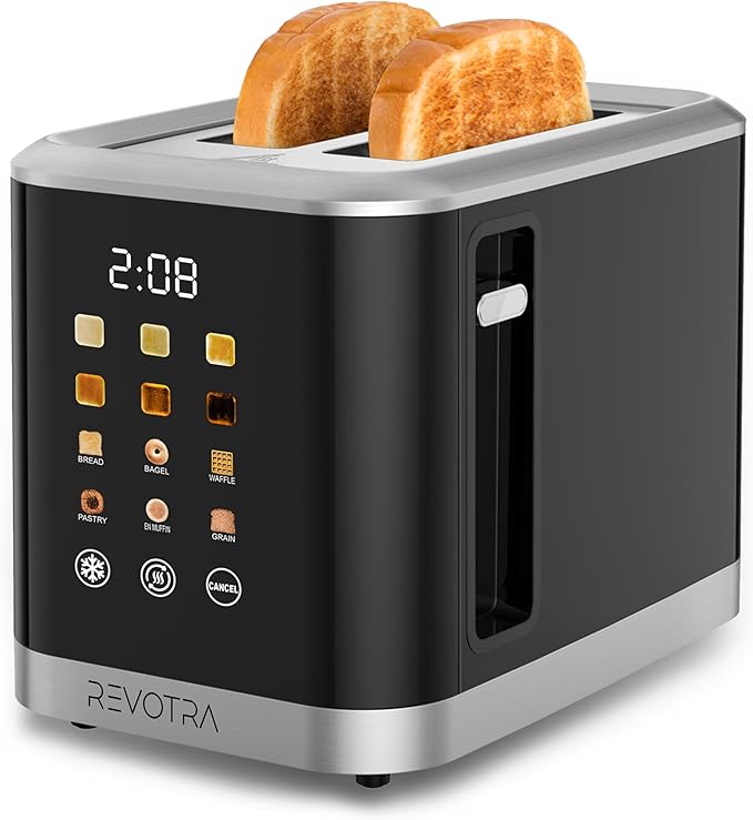 2 Slice Toaster Stainless Steel with LED Display, Extra Wide Slots, 6 Shade Settings, Defrost/Reheat/Cancel, Removable Crumb Tray – Compact Toaster for Bagels & Waffles, christmas gift