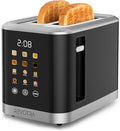 2 Slice Toaster Stainless Steel with LED Display, Extra Wide Slots, 6 Shade Settings, Defrost/Reheat/Cancel, Removable Crumb Tray – Compact Toaster for Bagels & Waffles, christmas gift