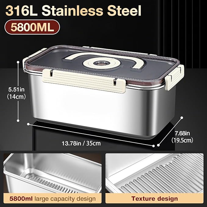Stainless Steel Bread Box with Handle - a sealed bread storage container featuring a sealed lid and a handle, suitable for time-recording storage. This bread box is ideal for preserving kitchen food