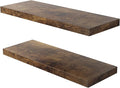 Floating Shelf, Set of 2 Wall Shelf, 30 in W x 12.75 in D x 2 in H Wooden Floating Wall Shelf with Invisible Brackets for Living Room/Bedroom/Bathroom/Kitchen Storage and Decor, Rustic Brown