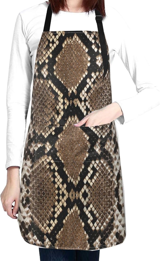 Snakeskin Aprons Cool Aprons with Pockets and Adjustable Mens Apron for Gardening Cooking Kitchen