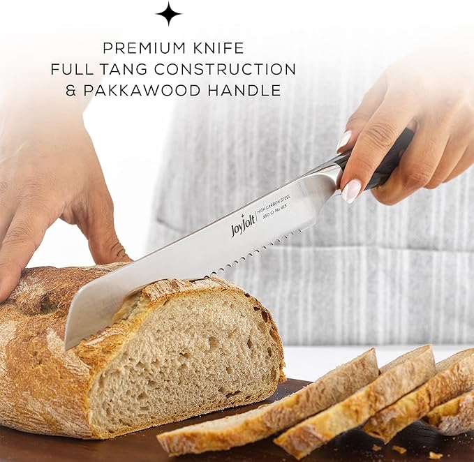JoyJolt 8” Bread Knife. High Carbon x50 German Steel Kitchen Knife – Magnetic Gift Box.