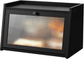 Large Farmhouse Bread Box with Window, Bread Storage Container for Kitchen Countertop, Black
