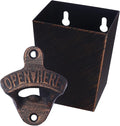 Antique Copper Cast Iron Beer Bottle Opener Wall Mounted Soda Drink Bottle Top Opener with Cap Catcher Narrow for Table Cooler Post