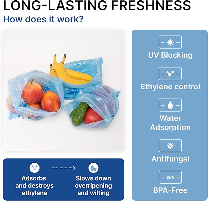 Freshpack 247 Zipper Bag Size L 12×14 inches (1.5 gallon) – Reusable Food Storage & Packaging Bags, Helps Keep Fresh up to 3× Longer – Biodegradable, BPA-Free, UV-Shielded, Washable, SGS Tested