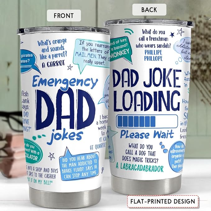 SANDJEST Tumbler For Dad 20oz Dad Jokes Stainless Steel Insulated Tumblers Coffee Travel Mug Funny Cup Gift for Dads Father Papa Birthday Christmas