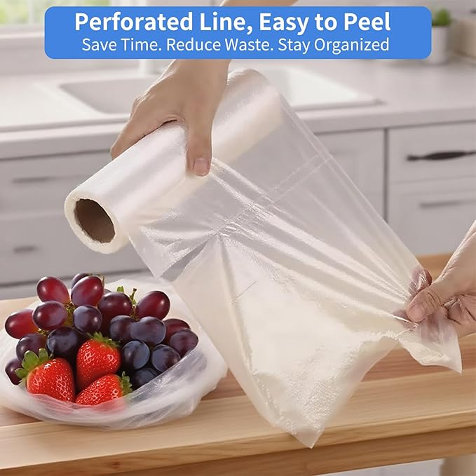 Food Storage Plastic Bag Rolls, 2 Rolls 12x20 Clear Produce Bags Roll for Food Storage, Bread, Vegetables, Fruit, Trash Bags Plastic, 350 Bags/Roll