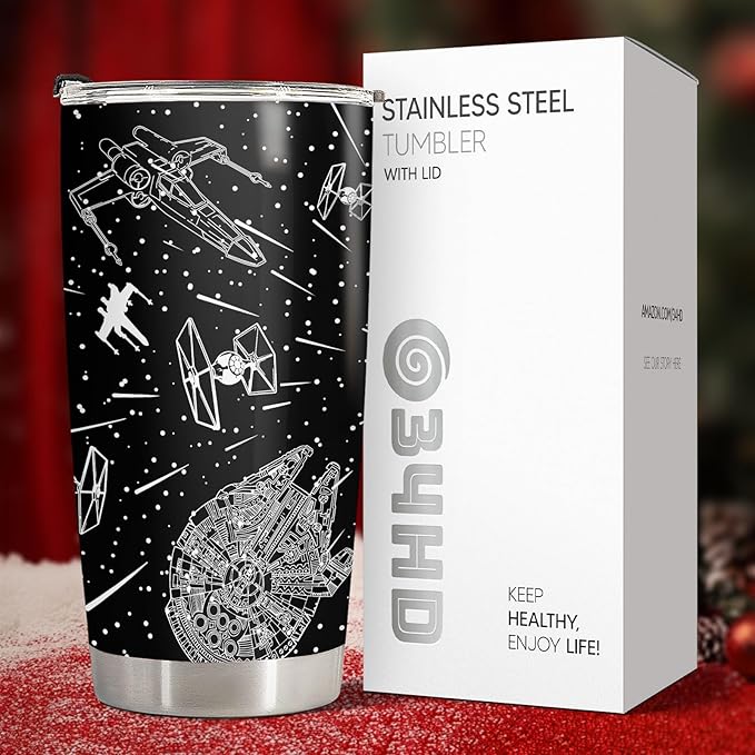 34HD Xmas Gifts - Starlight 20oz Tumbler with Handle, Starlight Stainless Steel Vacuum, Insulated Coffee Mug for Christmas, Leak-Proof Tumbler Gifts for Space Lover