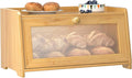 Bread Box for Kitchen Countertop, Vintage Wooden Counter Breadbox, Bamboo Bread Storage Container Bin for Homemade Bread, Small Farmhouse Corner Breadbox Organizer with Acrylic Window, Natural