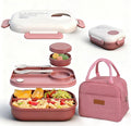 Lunch Box for Women & Adults - Kid-Friendly 37.2oz 3-Compartment Bento Box with Thick Insulated Lunch Bag, Leak-Proof with Sauce Container, Built-in Utensil Set, Dishwasher Safe (Claret)