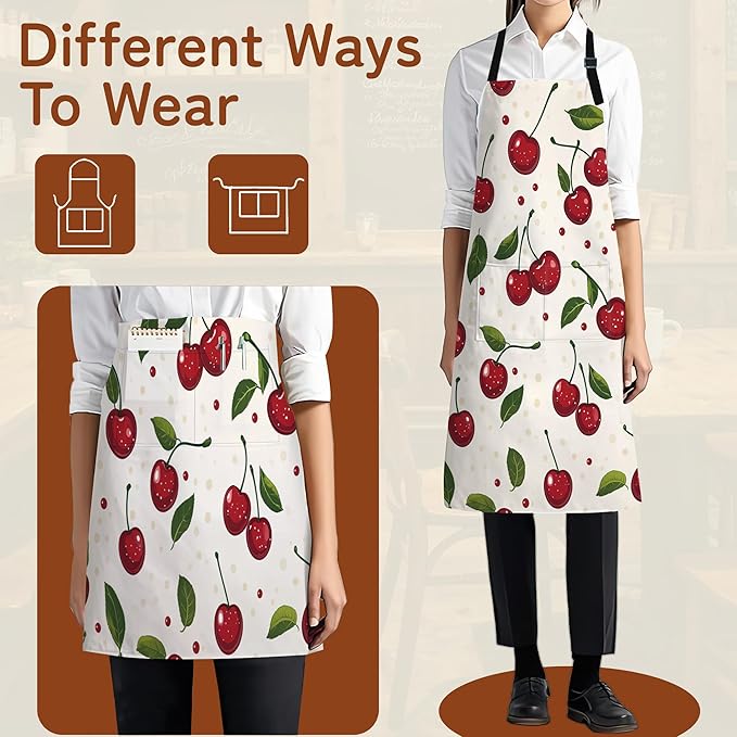 Cooking Aprons for Men and Women,Adjustable Bib Chef Apron with 2 Pockets, Soft and Durability Kitchen Apron