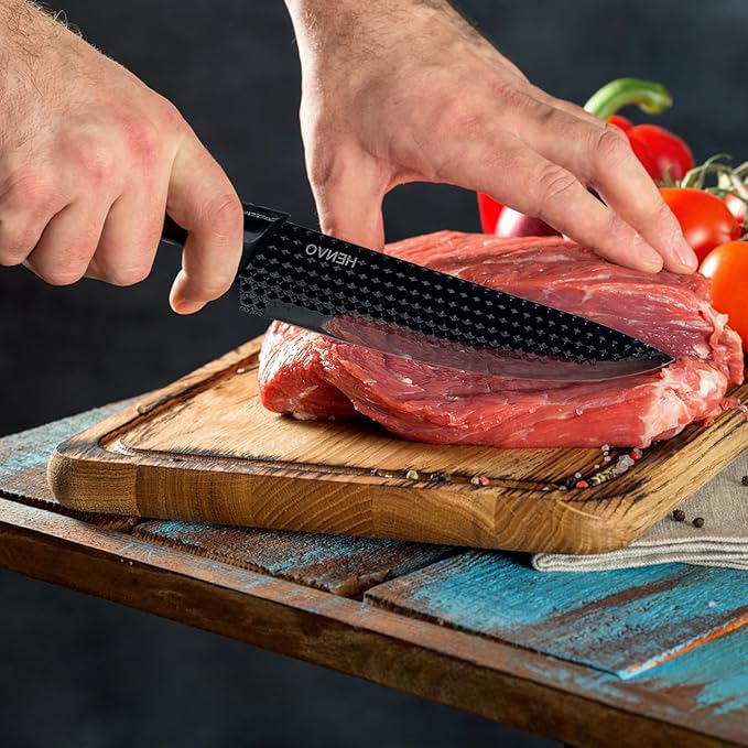 Kitchen Knife Set, 6 Piece Nonstick Ceramic Knife Set Anti-Rust Kitchen Knives with Ergonomic Handles (Black Handle)