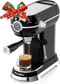 Espresso Machine with Milk Frother, 20 Bar Espresso Maker for Latte and Cappuccino, Expressions Coffee Machine with Removable Water Tank (Glossy dark)