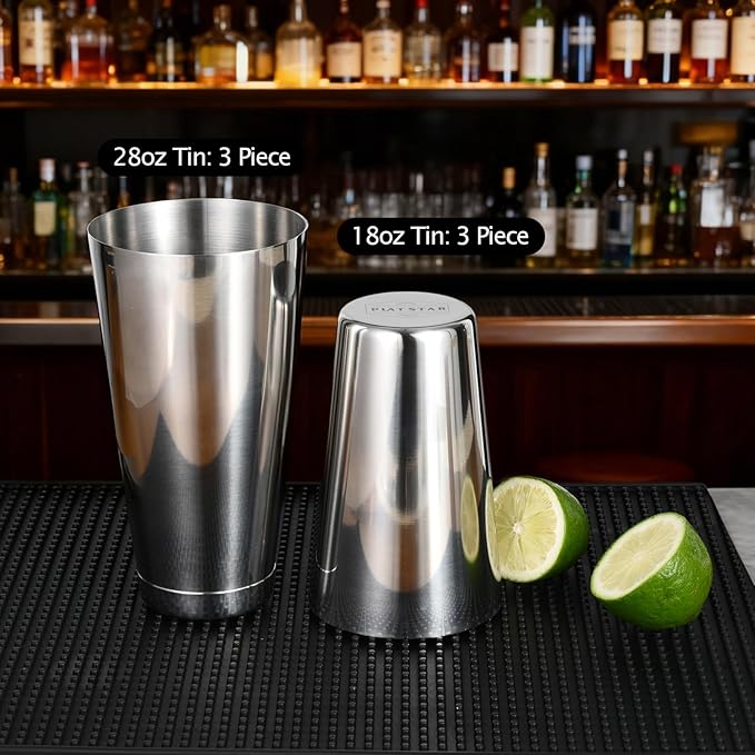Bulk Cocktail Shakers Bartending - 6pc Boston Bar Shaker Tins Stainless Steel, Commercial 18oz 28oz Metal Shaking Tin Set, Professional Bartender Kit for Drinks, Bar Supplies - Silver