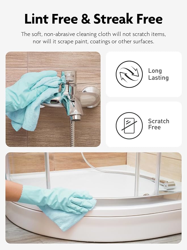 Fantasticlean Microfiber Cleaning Cloth Roll -60 Pack, Tear Away Microfiber Towels, 12" x 12", Reusable, Washable, Scratch Free, Ultra Absorbent Dishcloth for Car, Home Supplies (White & Blue)