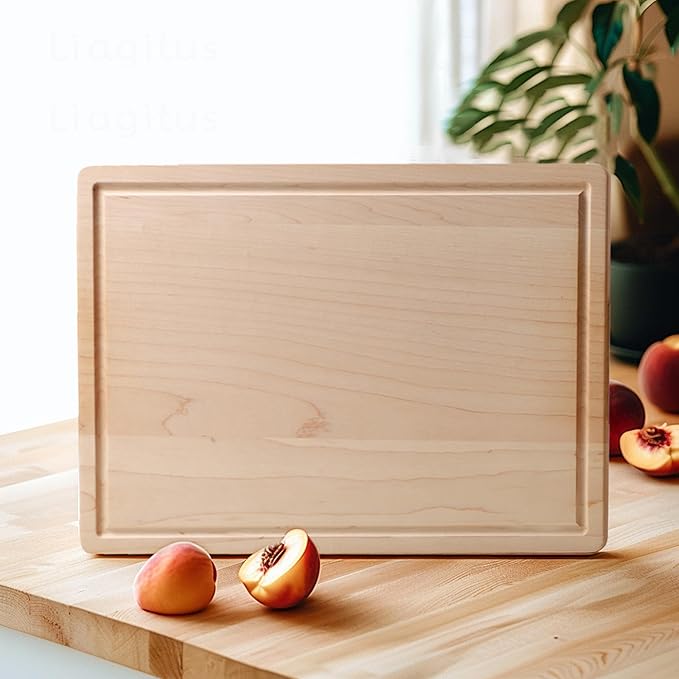 Muso Wood Maple Cutting Board Reversible Wood Cutting Board for Kitchen Wooden Cutting Board with Juice Groove for Cutting and Charcuterie (13x9x0.8”)