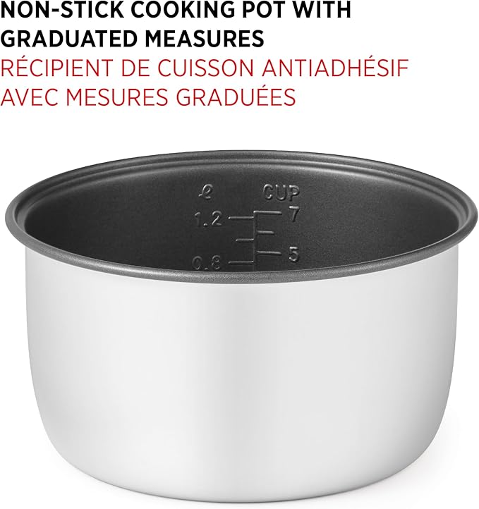 Starfrit Electric Rice Cooker - 14 Cups - Steamer Basket, Measuring Cup & Service Spoon - 500W - Silver