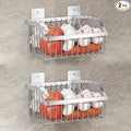 2PCS Hanging Storage Baskets Organizer Wall Mount, SUS304 Stainless Steel Wire Storage Bin Rack for Kitchen Bathroom Shower Spice Shelf,L 9.84 Inch