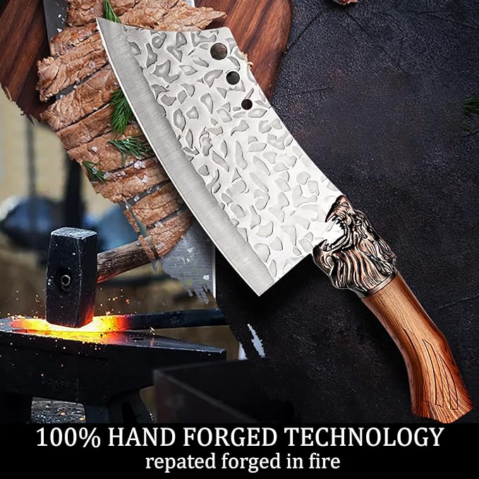 Forged Kitchen Chef Knife Set Stainless Steel Meat Fish Fruit Vegetables Slicing Knife Butcher Boning Cleaver Knives, 6PCS