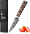 Wakoli HIK Damascus Office Knife – Full Tang Paring Knife | 3.4-Inch Blade Made of 67-Layer Damascus Steel with VG10 Core | Walnut Wood Handle | Sharp, Durable, Gift Box Included