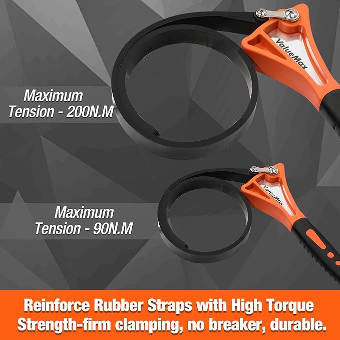 ValueMax 2-piece Strap Wrench Set, Adjustable Oil Filter Wrench with Max Diameter 4" (Small) and 6"(Large) for Shower Head Water Filter, Jar Opener Set