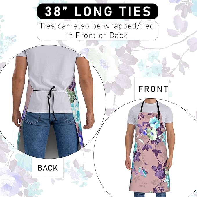 Whimsical Cat Apron,Oxford Fabric Adjustable Kitchen Apron with 2 Pockets,Waterproof Cooking Aprons for Men Women Mom Wife Dad,Ideal Gifts for Coffee,Shop,Baking,BBQ,Housewarming,28x33in