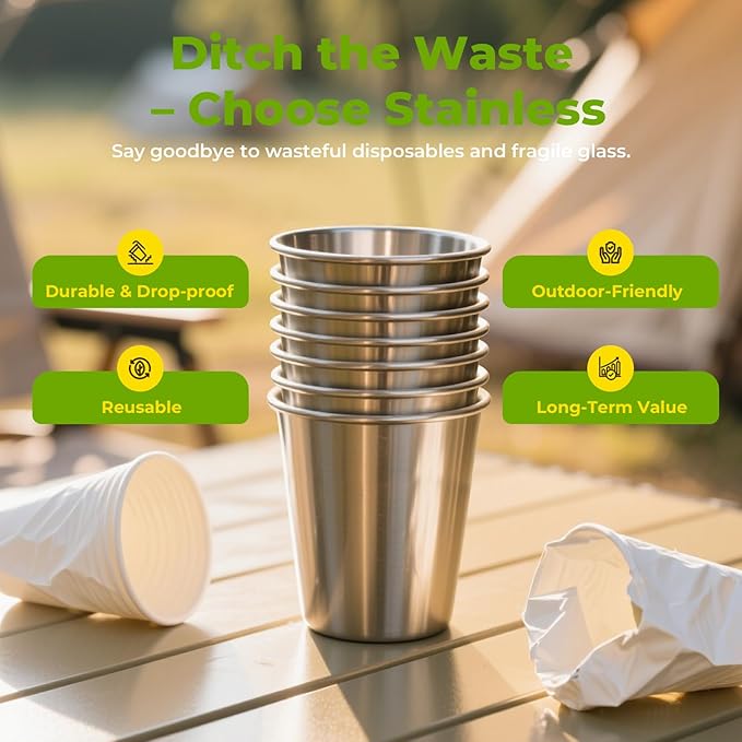 4 Pack 12oz Stainless Steel Cups, Stainless Steel Rainbow Electroplating Beer Pint Cups, Stainless Steel Tumbler for Home & Outdoor Activities, Stackable Drinking Glasses, Reusable, BPA Free