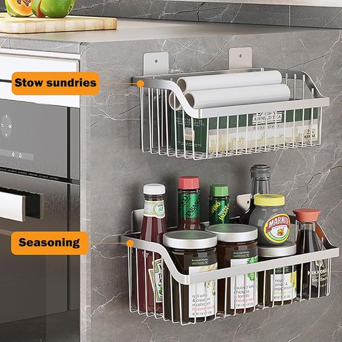 Stainless Steel Hanging Wire Basket Organizer - L 13.78Inch for Cabinet Pantry, Kitchen, Bathroom Storage