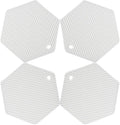 4 Packed Silicone Trivet Mats - DIY Different Size Dish Drying Mat, Hot Pot Holder for Pots & Pans, Non-Slip & Heat Resistant Kitchen Hot Pads for Countertops & Table, White