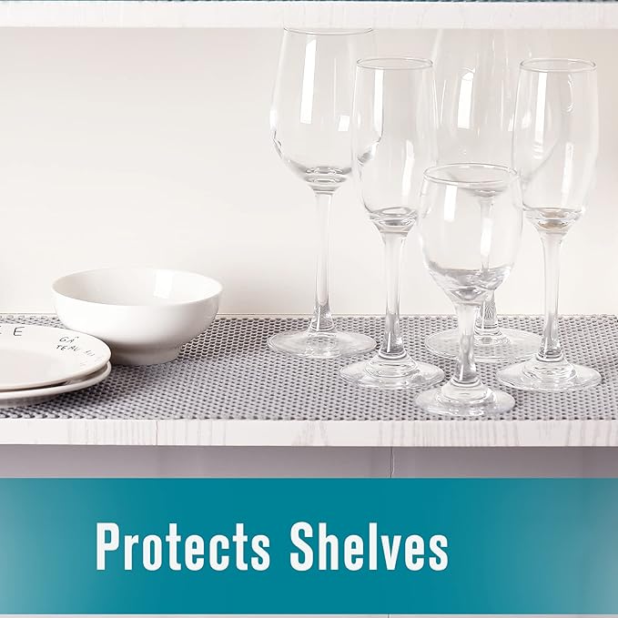 Shelf and Drawer Liner for Kitchen Cabinets Non-Adhesive, Non Slip Durable Strong Clean Long Size 12 Inches X 10 Feet, Shelves, Cabinets, Storage, Kitchen and Desks, Light Gray
