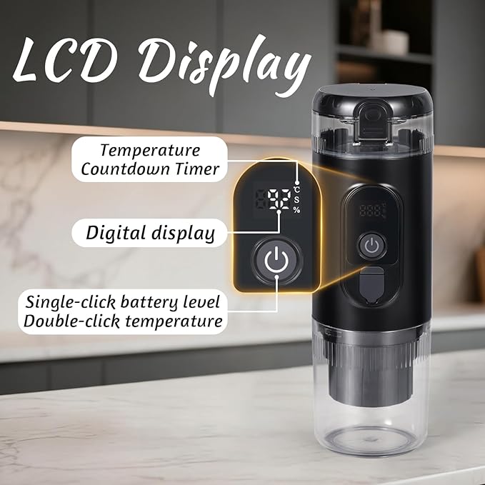 Portable Espresso Machine, Electric Travel Coffee maker with Self-Heating & USB-C, 20Bar High Pressure, Compatible with Coffee Capsules & Grounds（NS&DG） for Camping, RV, Office, Car