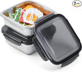 2 Pack Sandwich Containers, 24oz Stainless Steel Sandwich Box with Airtight Lids, BPA-Free, Dishwasher Safe, Durable & Reusable Metal Meal Prep Lunch Boxes for Fruits, Snacks, Bento (Black)