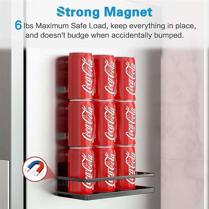 Magnetic Spice Rack for Refrigerator, Magnetic Spice Storage Rack Organizer for Fridge, Perfect Space Saver for Small Kitchen/Apartment (2, Black)