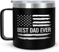 Christmas Birthday Gifts for Dad from Daughter Son Kids Wife - 14 oz Stainless Steel Insulated Coffee Mug with Lid - Best Dad Ever Birthday Gifts for Men Grandpa, Mens Gift Ideas for Christmas
