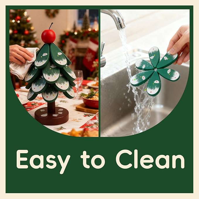 Wooden Trivets for Hot Dishes, Wooden Tree Trivet Set, Natural Tree Trivet Set - Foldable Coasters for Kitchen Counter, Hot Pots and Pans, Heat Resistant Table Protectors