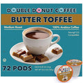 Double Donut Coffee Butter Toffee Flavored Coffee Pods, Medium Roast Coffee, Compatible with Keurig K Cups Brewers, 72 Count