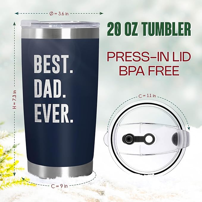 TEEZWONDER Gifts for Dad from Daughter Son - 20 oz Stainless Steel Insulated Coffee Tumbler with Lid - Birthday Gifts for Dad Who Wants Nothing, Mens Birthday Gift Ideas