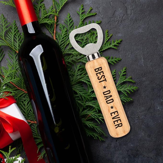 Father's Day Gifts For Dad: Funny Father's Day Beer Glass Gift Set With Wooden Bottle Opener & Greeting Card - Cool Unique Birthday Gift Idea Gifts For Dad Who Want Nothing
