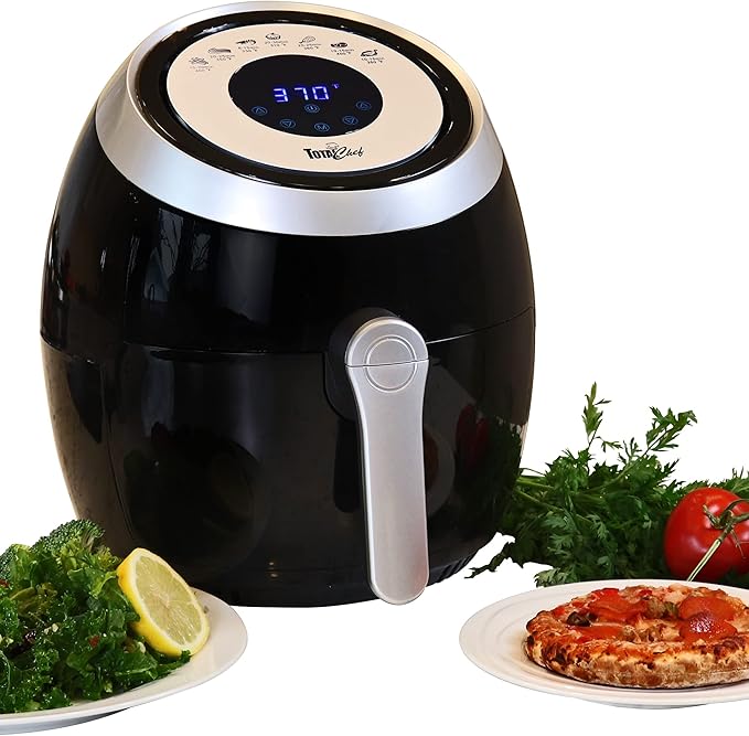 Total Chef Air Fryer - Aerogrill, Non-Stick Frying Basket, French Fry, Digital Touch Screen, 7 Presets, Freidora Eléctrica, Countertop Cooking Kitchen Appliance, 3.8 quart Black